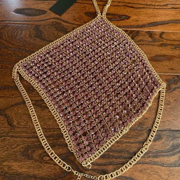 LAST 1! CLOSET CLOSING H:ours Oaklyn Top Purple XS Revolve Beaded Jeweled Metal - Picture 4 of 6